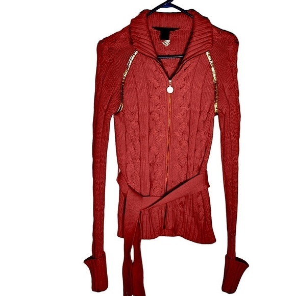 Rocawear Vintage zip front belted cardigan Women’s Small - Picture 2 of 9